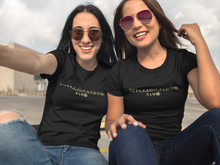 Load image into Gallery viewer, Millionaires Club Tee Black - Yellow Gold Bitcoin Lettering
